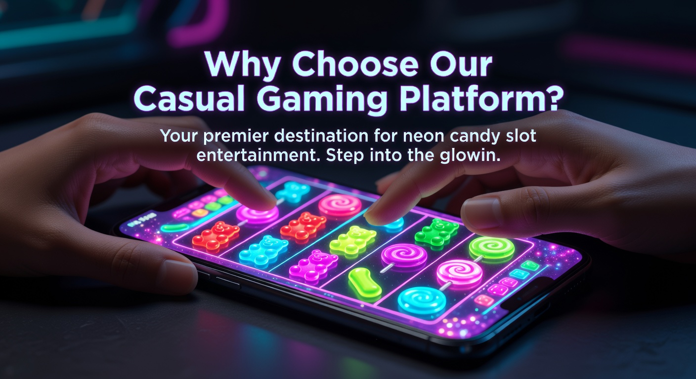 Person playing the neon candy slot game on a mobile device